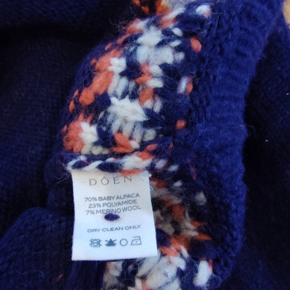 Doen Hue Balloon Sleeve Wool Fair Isle Cardigan Sweater XL - Picture 8 of 9